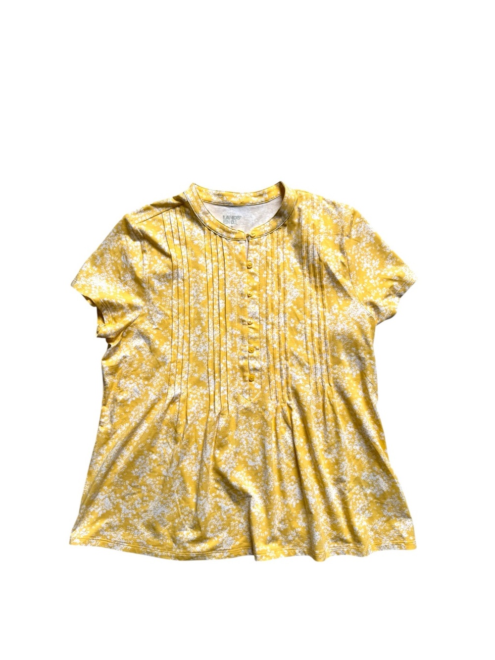 Lands' End Butter Yellow  Short Sleeve Pintuck Tee